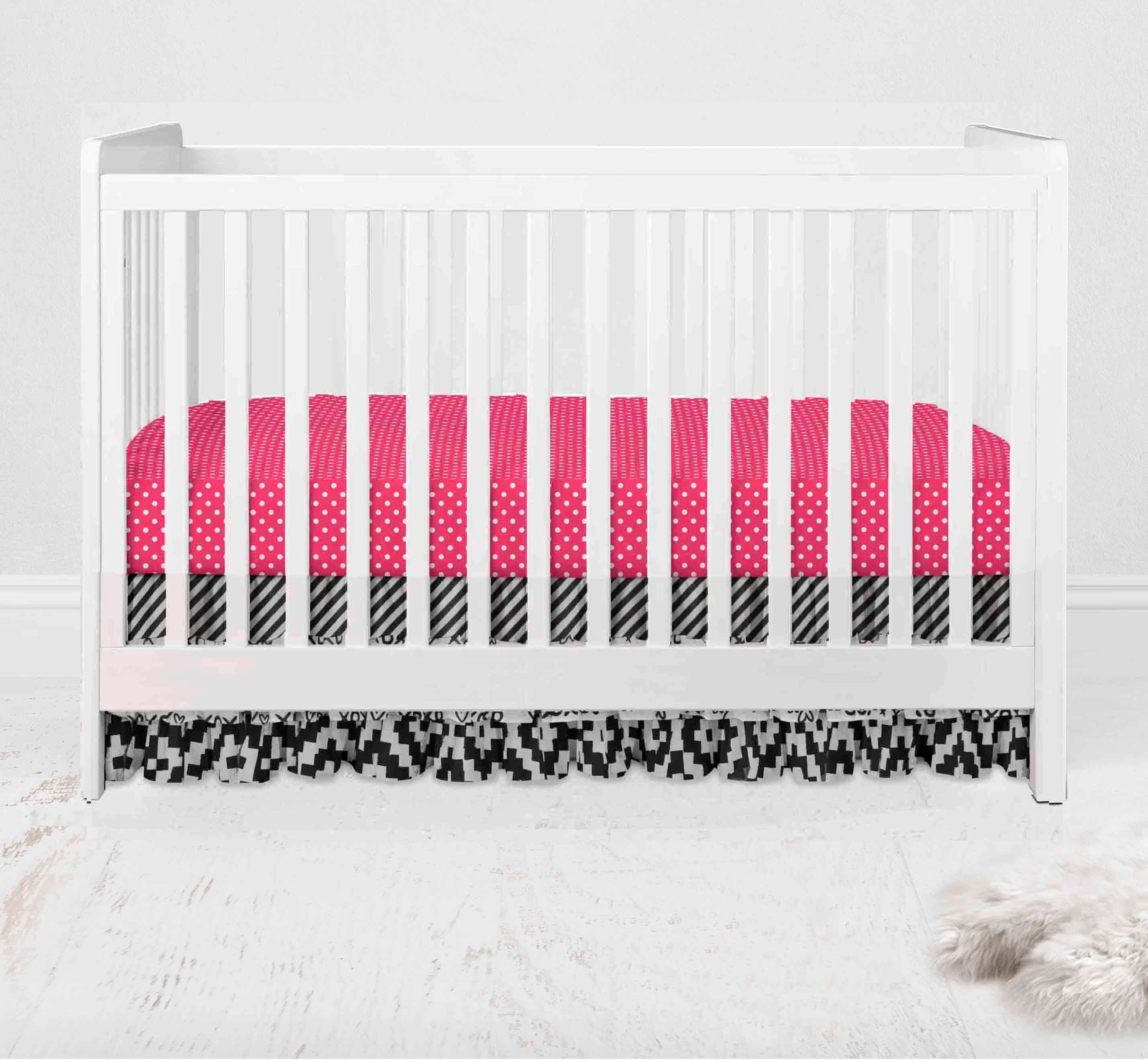 Bacati - Love Aztec 4-Piece Crib Bedding Set with Diaper Stacker - Black/Fuchsia Girls