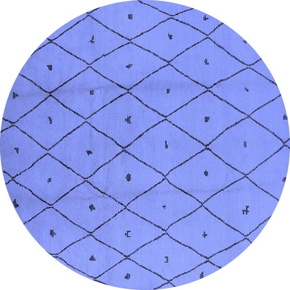 Ahgly Company Indoor Round Solid Blue Modern Area Rugs, 8' Round
