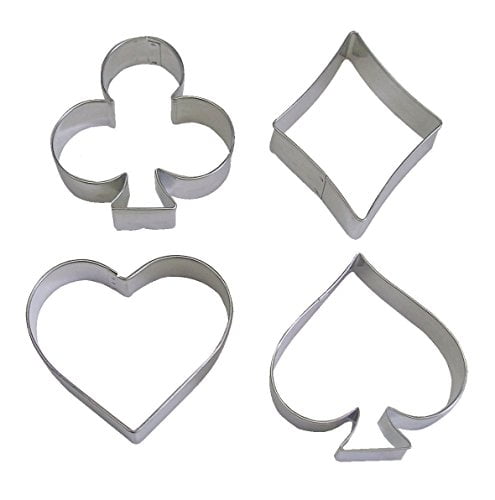 1865 and Clubs Tinplated Steel Cookie Cutter Set Hearts Diamond Spades 