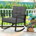 thumbnail image 3 of Gymax 2PCS Outdoor Wicker Rocking Chair Patio Rattan Single Chair Glider w/ Grey Cushion, 3 of 9