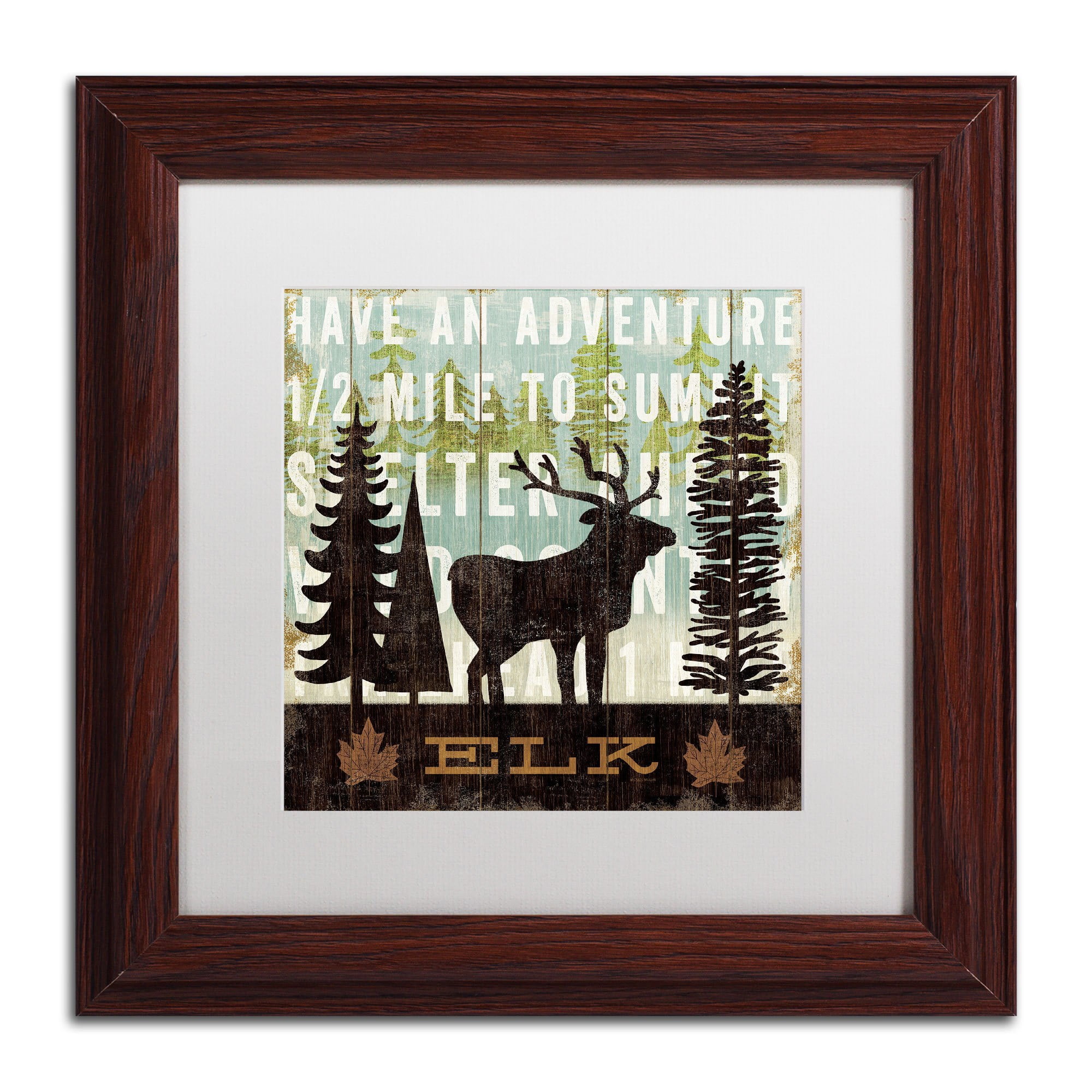 Trademark Fine Art "Simple Living Elk" Canvas Art by Michael Mullan, White Matte, Wood Frame