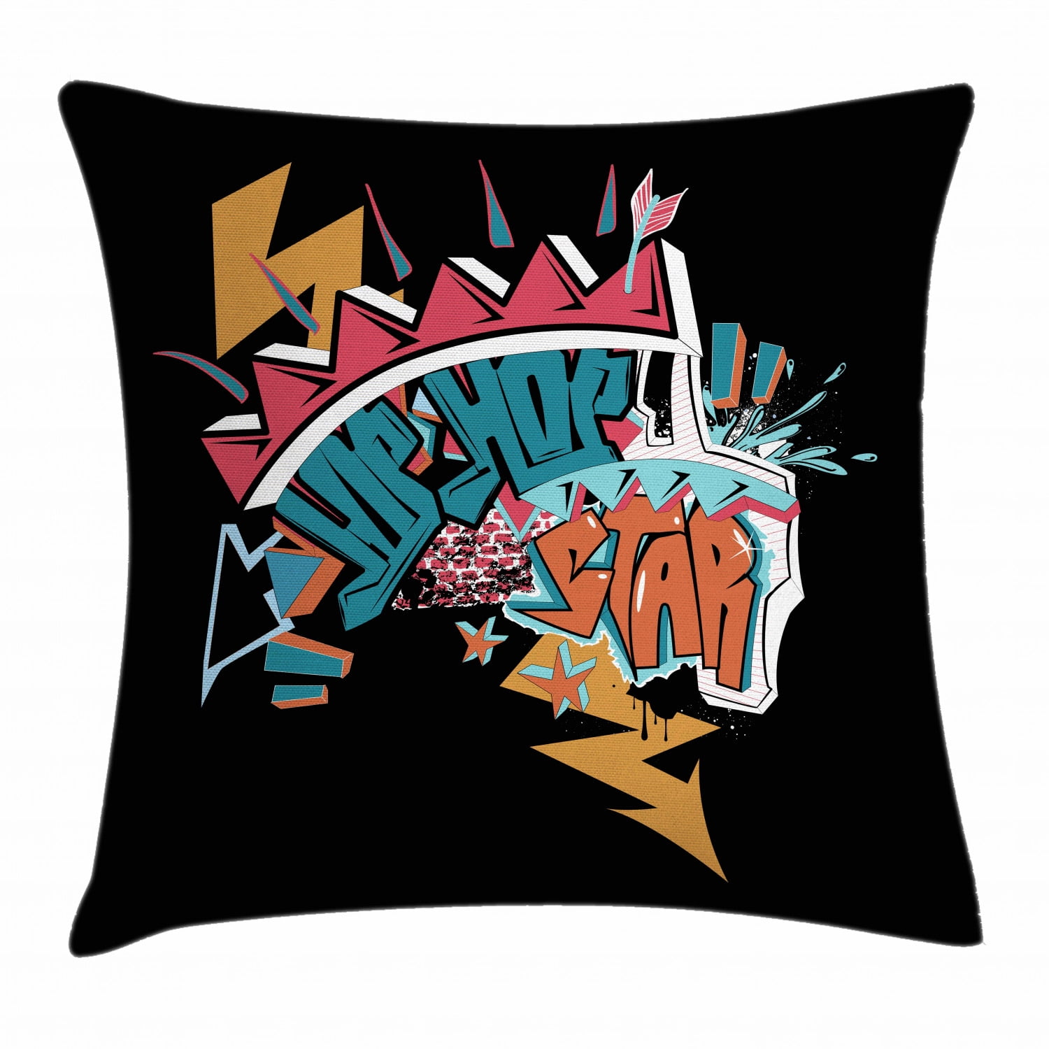 Hip Hop Throw Pillow Cushion Cover, Underground Grafitti Style Hip Hop