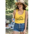 thumbnail image 3 of KimSoong Women Summer Sleeveless Tank Tops Hello Sunshine Letter Print Casual Loose Vest Vacation Shirt, 3 of 7