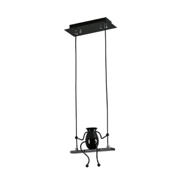 Lámpara colgante de techo E27, lámpara de araña de muñeca, accesorios industriales para comedor y loft. Negro 25x120CM