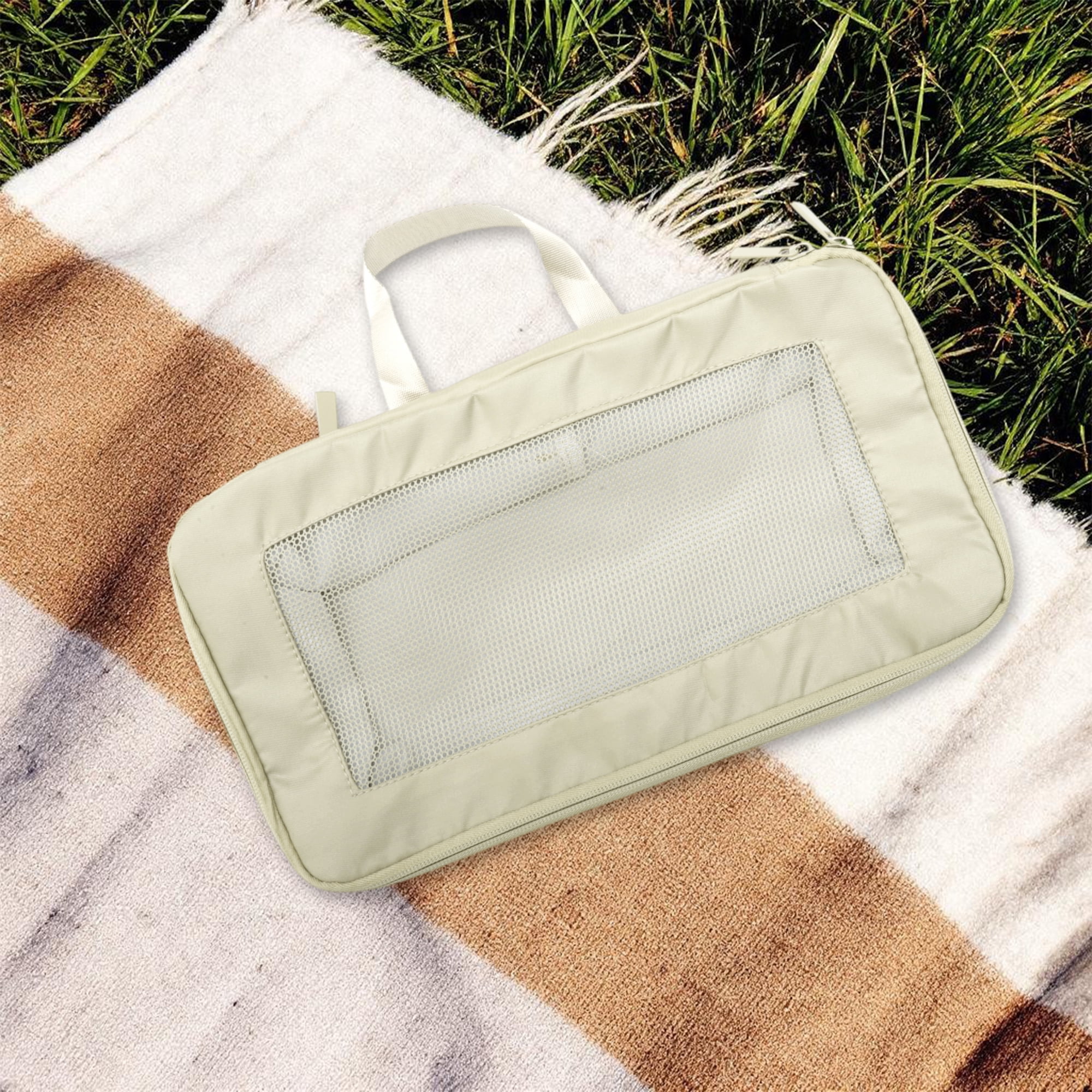 Unique Bargains Portable Packing Cube 1pc Organizer Beige 13.39"x4.72"x7.48"
