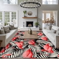 thumbnail image 3 of Large Area Rugs for Living Room Bedroom, Red Flamingo 6'x9' Rug Washable Carpet Runner Indoor Outdoor, Summer Tropical Plants Leaves Botanical Black Non Slip Floor Mats Rug for Kitchen, Playroom, 3 of 8