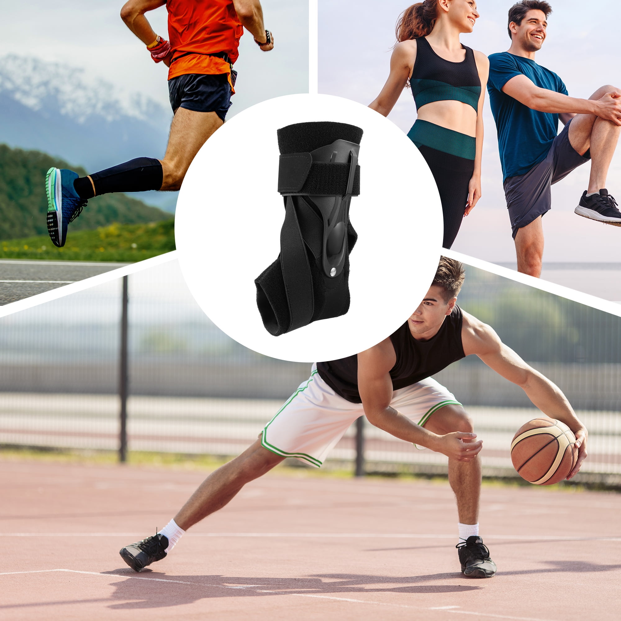 Unique Bargains Ankle Support Brace Elastic Compression Sleeve Sport Relieve Pain Foot Stabilizer Black M Size