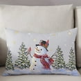 thumbnail image 3 of Winter Grey Christmas Throw Pillow Cover,Xmas Snowman Pine Trees Snowflake Rectangle Decorative Pillow Case Protector Soft Cushion Cover Lumbar Pillowcase for Couch Sofa Bedroom Car Decor 12x20 Inch, 3 of 8