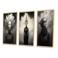 thumbnail image 3 of Designart "Monochrome Portrait Dreams of Wild Hair I" Fashion Woman Framed Wall Art Set Of 3 - White Glam Frame Gallery Wall Set For Home Decor, 3 of 6