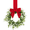 Red row, variant on Small Wreath, 9 Inch Faux Eucalyptus Mini Wreath, Farmhouse Decor with Soft Linen Bow for Kitchen Cabinet, Window, Wall and Porch Display