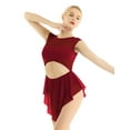 thumbnail image 4 of TSSOE Women Girl's Lyrical Ballet Leotard Contemporary Dance Costumes Latin Dance Outfits Mesh Wine_Red L, 4 of 7