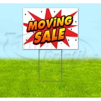 Moving Sale (18" x 24") Yard Sign, Includes Metal Step Stake