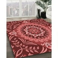 thumbnail image 3 of Ahgly Tapis d'Intérieur Lavable en Machine Carré Transitionnel Rouge Canneberge, 7 Pieds Carré, 3 of 7