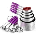 thumbnail image 1 of U-Taste 18/8 Stainless Steel Measuring Cups and Spoons Set: 10 Pieces Metal Stacking Kitchen Baking Cooking Food Measure Set 5 Cups 5 Spoons with Strengthened weld joints (Purple), 1 of 10