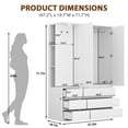 thumbnail image 6 of 6-Drawer Wardrobe Closet with Dressing Mirror & Dimmable LED Light, Large Capacity Storage Cabinet with Hanging Rod & 3 Open Shelves for Bedroom, 6 of 7
