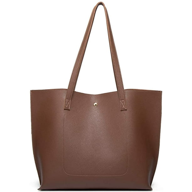 Women s Soft Faux Leather Tote Shoulder Bag from AIMTYD Big Capacity Tassel Handbag Dark Brown New