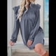 thumbnail image 4 of Vestido de Mujer de Larga con Cuello Alto Holgado y Costuras con Volantes Azul XL, 4 of 9