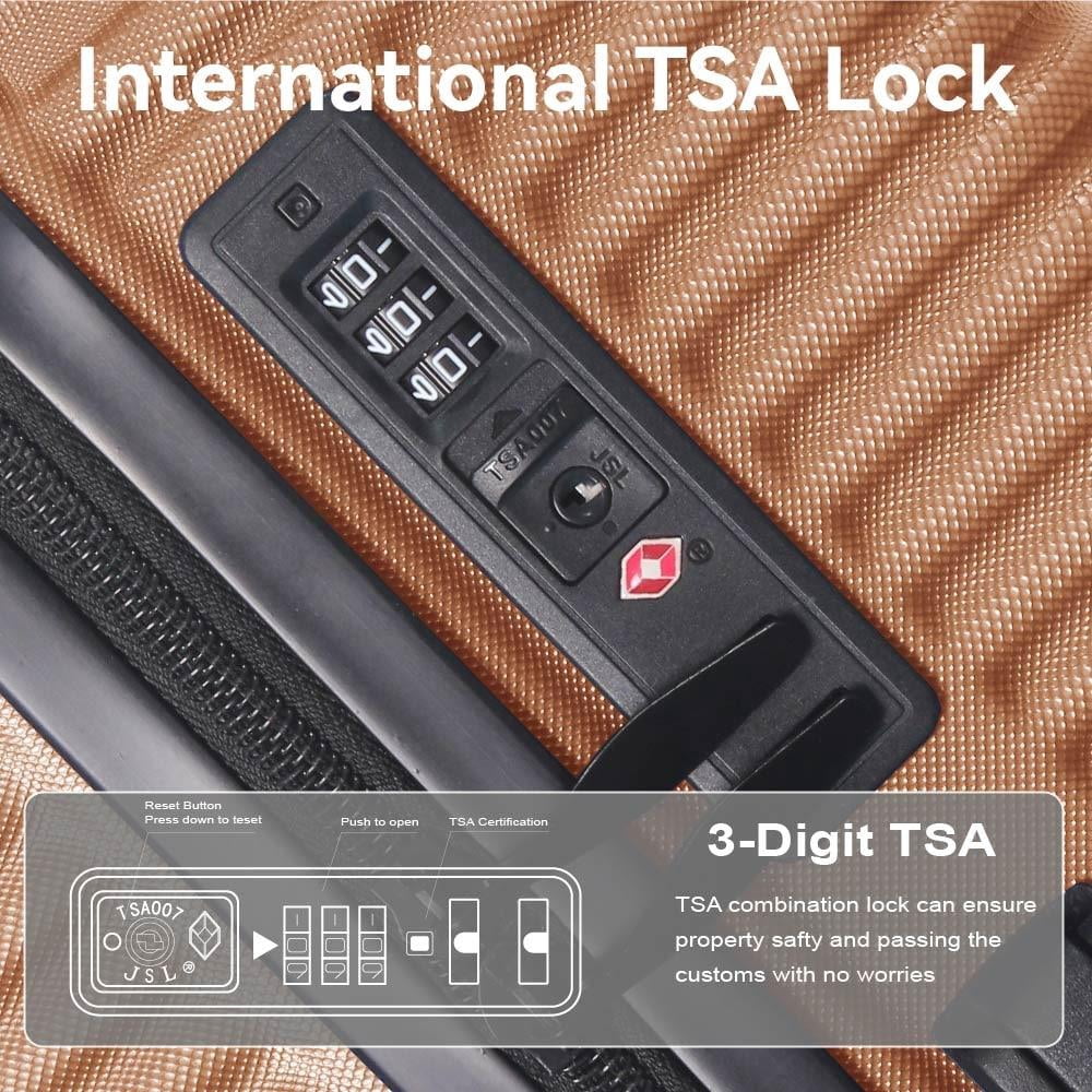 3-Piece Hardshell Luggage Set with TSA Lock, Lightweight ABS Spinner Suitcases (20/24/28in)