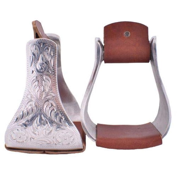 Showman Polished Aluminum Engraved Bell Stirrups