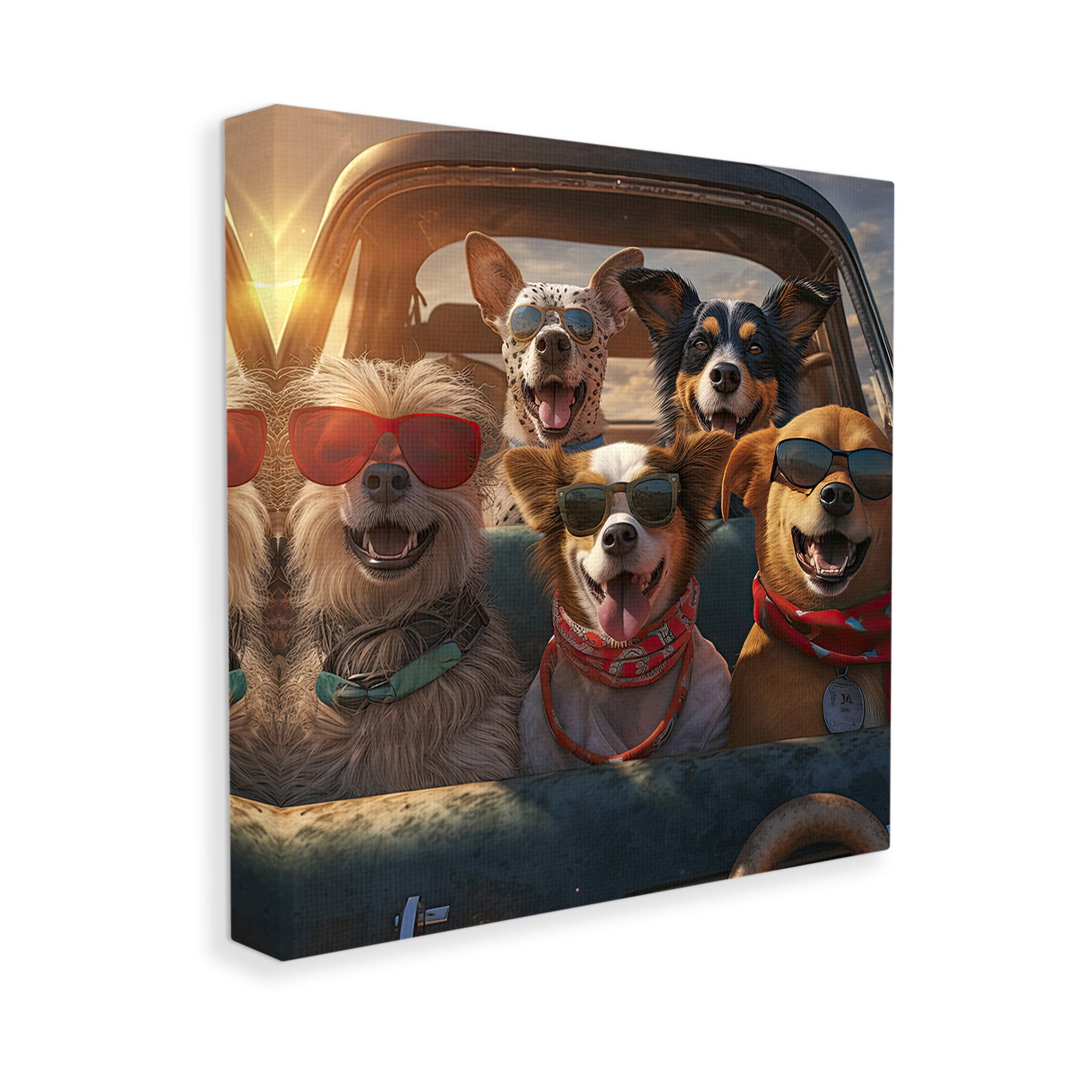 Stupell Industries Dogs on Road Trip Animals & Insects Painting Gallery Wrapped Canvas Art Print Wall Art, 17 x 17