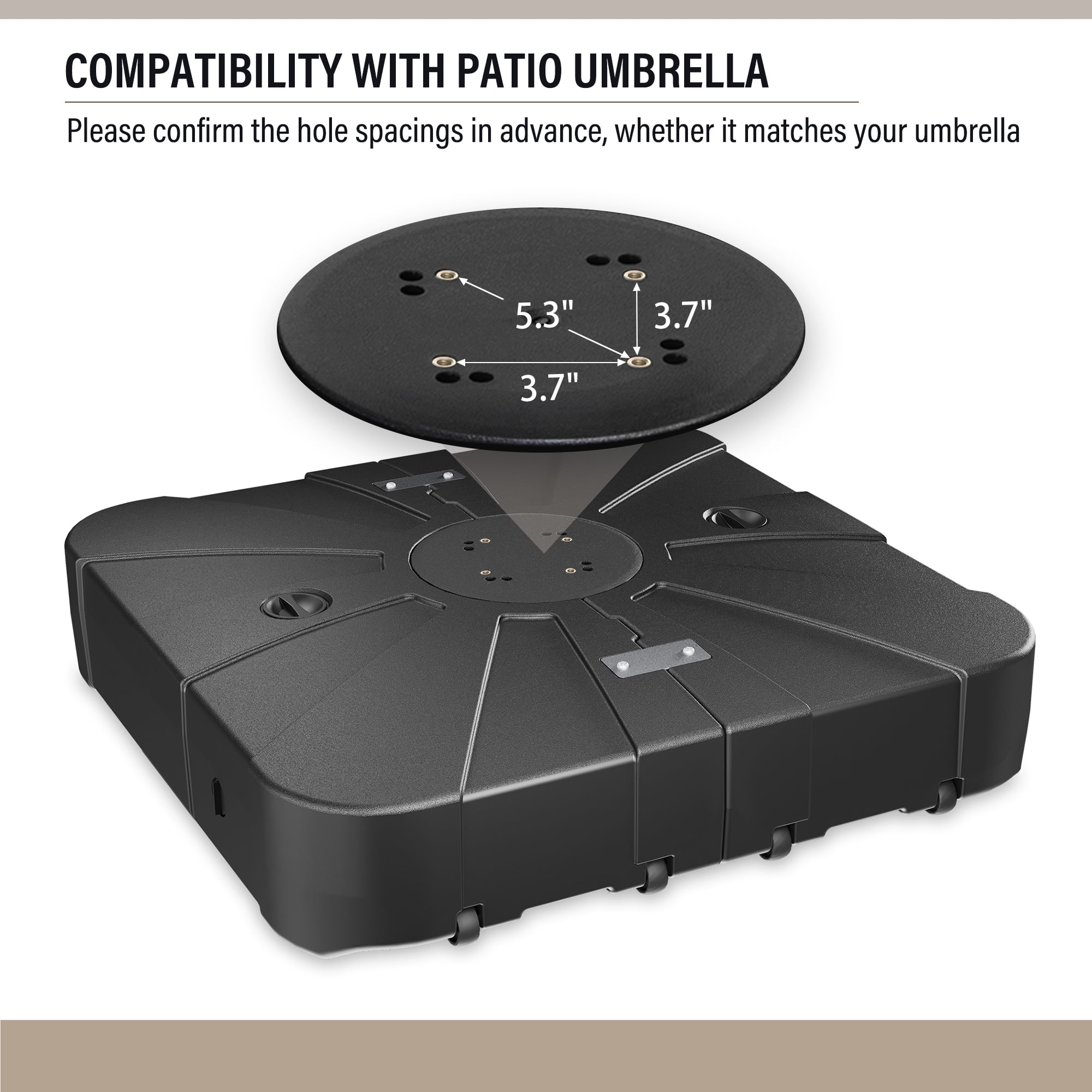 LAUSAINT HOME Patio Umbrella Base, Heavy Duty Offset Umbrella Base with Wheels, 34.6" x 34.6" x 7.5"