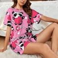 thumbnail image 4 of Pofeuu Panda Heart Valentine Pink Print Women's Pajama Set Short/Shorts Soft Button PJs Elastic Drawstring Waist Sleepwear-3X-Large, 4 of 6