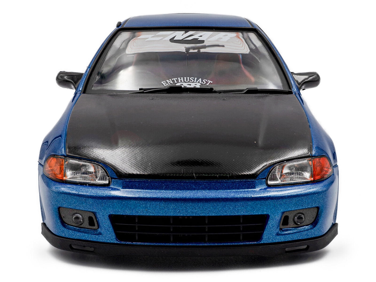 1991 Honda Civic (EG6) RHD (Right Hand Drive) "NAR" Cobalt Blue Metallic with Carbon Hood 1/18 Diecast Model Car by Solido