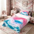 thumbnail image 3 of Manfei Ukiyo-e Fuji Twin Sheet Sets for Girls, Crane Wave Bedding, Pink Blue White 3pcs, 1 Flat Sheet, 1 Fitted Sheet and 1 Pillowcase, 3 of 6