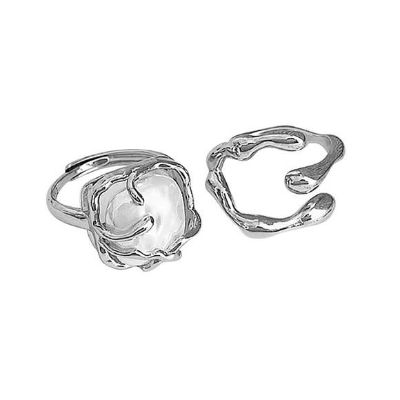 asddcavvf Fashion Asymmetric Geometric Pearl Ring Design Trend Ring