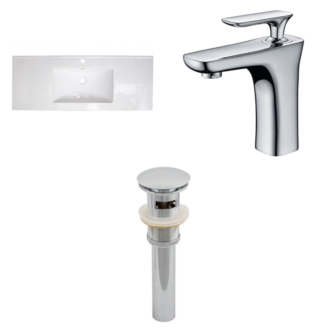 American Imaginations 39.75-in. W 3H4-in. Ceramic Top Set In White Color - Overflow Drain Incl. AI-16720