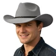 thumbnail image 2 of Qicasul Cowboy Hat for Women and Men Western Cowboy Cowgirl Hat Wide Brim Belt Buckle Retro Hats Grey, 2 of 4