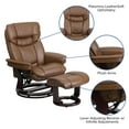 thumbnail image 6 of BizChair Contemporary Multi-Position Recliner and Curved Ottoman with Swivel Mahogany Wood Base in Palimino LeatherSoft, 6 of 13