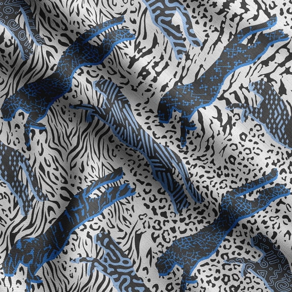 Soimoi Animals Print, Silk Fabric, Decor Sewing Fabric by The Yard 42 Inch Wide,Decorative Fabric for Shirts Suits Ties, Blue
