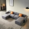 thumbnail image 2 of U Shaped Sectional Sofa Couch,Modern Upholstered Sofa Couch with Convertible Chaise and Pillows,Modular Fabric Sofa Couch for Living Room Office Apartment,DARK GREY, 2 of 7