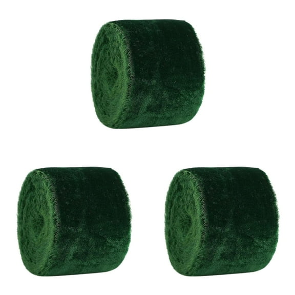 3Pcs Christmas Velvet Ribbon,Festival Decoration Ribbon,Ribbon Roll For DIY Crafts Gift Wrapping and Decorations,Ribbon Wrapping Craft Fabric Ribbon for Christmas Gifts Making Decoration,Green,