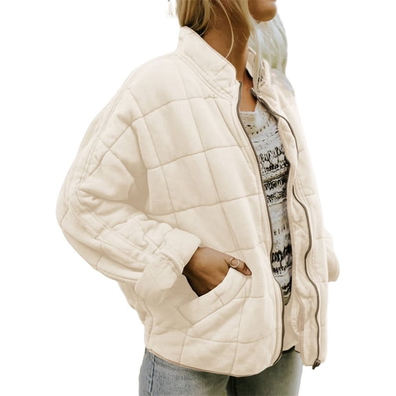 Autumn Winter Women Long Sleeve Lightweight Warm Zipper Jacket Coat