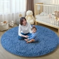 thumbnail image 4 of SARAG 5x5ft Round Shaggy Area Rugs for Bedroom Living Room, Fluffy Rug Plush Decorative Rug for Indoor Home Floor Carpet,Haze Blue, 4 of 8