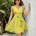 thumbnail image 3 of Lemons on Yellow Dress Summer Street Style Dresses Female Sleeveless Printed Sundress, 3 of 7