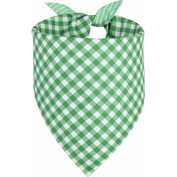 Dog Bandana Green Large 1PCS, Summer Spring Scarf for Boy and Girl, Durable Triangle Reversible Bibs Handkerchief for Puppy Pet