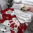 thumbnail image 3 of Christmas Throw Flannel Blanket 50x60In Red Hat Snowman Xmas Cardinal Bird House Red Modern Super Soft Cozy Bed Blanket, Lightweight Plush Fuzzy Bed Throw for Bedroom Sofa Couch Living Room, 3 of 4