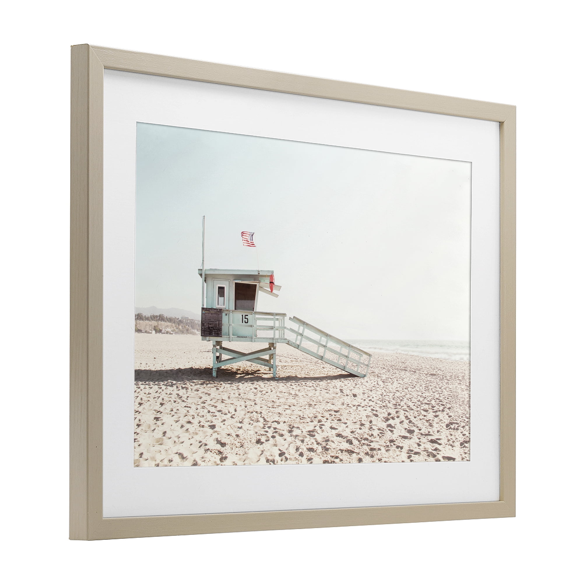 Lifeguard Hut Sunny Day Birch Framed Print Under Glass, design by Sisi and Seb