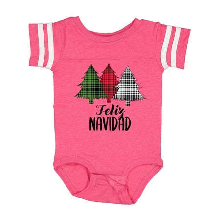 

Inktastic Feliz Navidad Plaid Trees Gift Baby Boy or Baby Girl Bodysuit