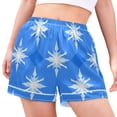 thumbnail image 2 of Women's Satin Pajama Shorts Snowflake Pattern with Pockets, Elastic Waist Sleep Lounge Shorts, 2 of 7