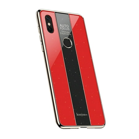 Luxury Phone Case Hardened Acrylic Electroplated Reinforcement Anti-fall Phone Cover for Xiaomi Mi Max 3(Red)