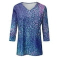 thumbnail image 5 of Qwertyu Womens 3/4 Sleeve T Shirts Plus Size Floral Casual Shirts for Women Elbow V Neck Summer Tops 3/4 Length Sleeve Blouses for Women Dressy Royal Blue S, 5 of 5