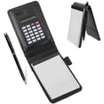 thumbnail image 1 of PU Leather Pocket Notebook A7 Handy Jotter with Pen and Solar Calculator, 1 of 5