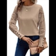 thumbnail image 2 of Top de Cuello Redondo con Encaje Bordado y Larga en Color Liso para Mujer Albaricoque XL, 2 of 8