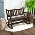 thumbnail image 2 of Gymax 2PCS Carbonized Wood Rocking Bench Double Rocking Chair for 2 Persons w/ Wide Curved Seat, 2 of 10