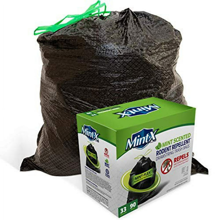  Mint-X Rodent Repellent Trash Bags, 1.3 Mil, Flat Seal, 46  Height x 33 Length, Black (Pack of 100) - MX3346XHB : Health & Household
