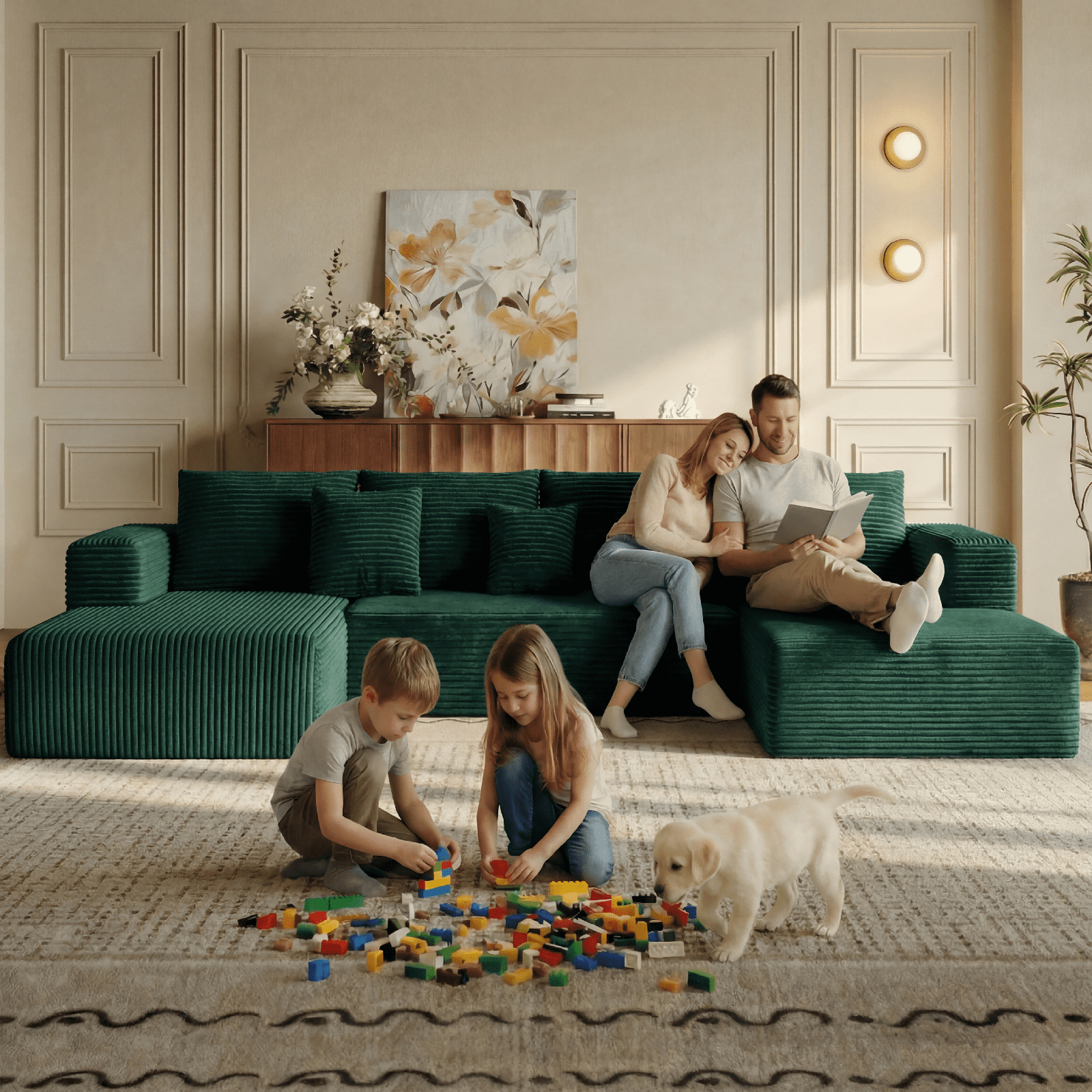 Liaroo 134.7" Sectional Sofa, Boneless Couch, U-Shaped Couches with Chaise No Assembly Required Modular Cloud Sofa for Living Room Apartment Theater Room
